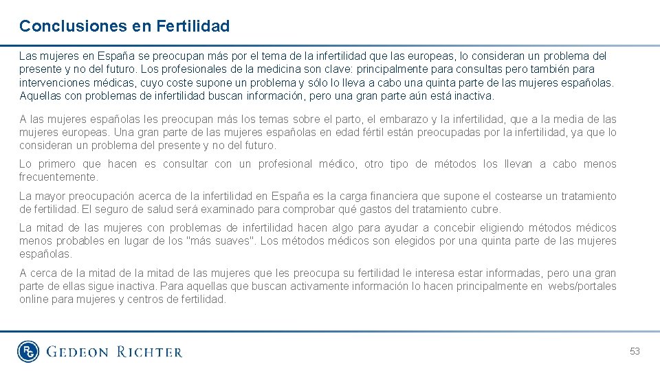 Conclusiones en Fertilidad Las mujeres en España se preocupan más por el tema de