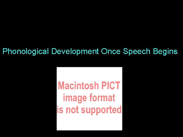 Phonological Development Once Speech Begins 