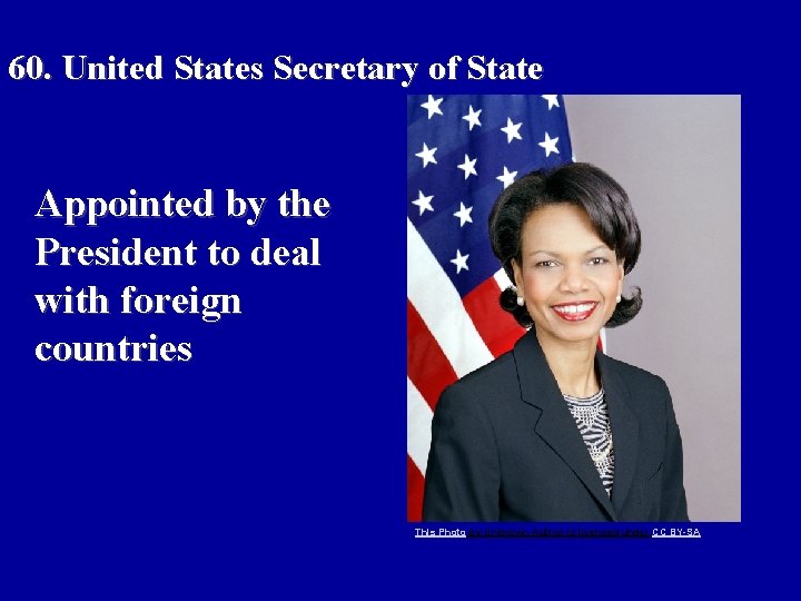 60. United States Secretary of State Appointed by the President to deal with foreign