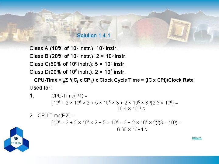 Solution 1. 4. 1 Class A (10% of 106 instr. ): 105 instr. Class