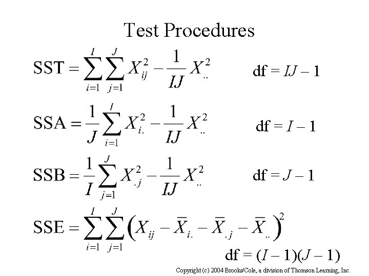 Multi Factor Test Chapter 11 Multifactor Analysis of Variance Copyright c