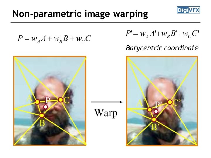 Non-parametric image warping Barycentric coordinate 