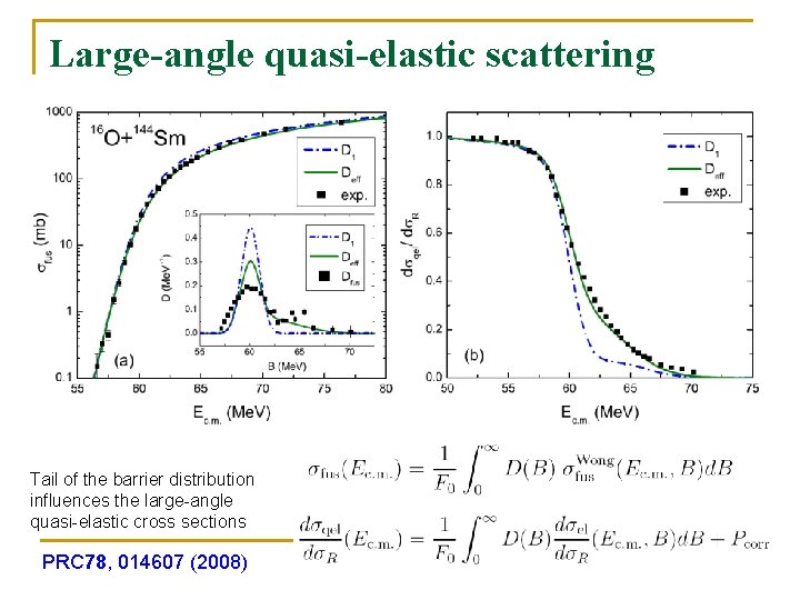 Large-angle quasi-elastic scattering Tail of the barrier distribution influences the large-angle quasi-elastic cross sections