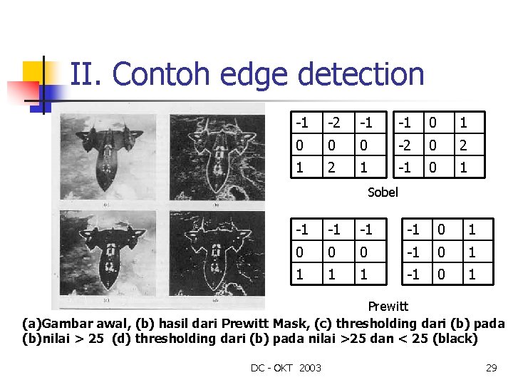 II. Contoh edge detection -1 -2 -1 -1 0 0 0 -2 0 2