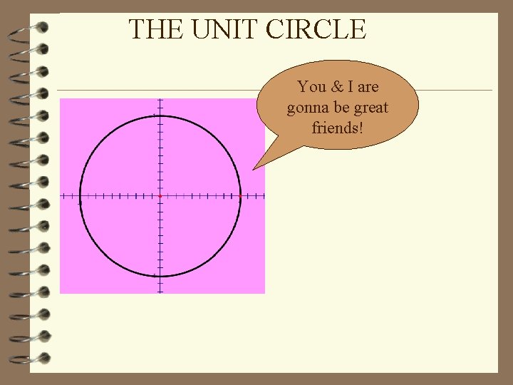 THE UNIT CIRCLE You & I are gonna be great friends! 