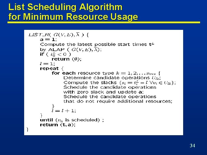 List Scheduling Algorithm for Minimum Resource Usage 34 