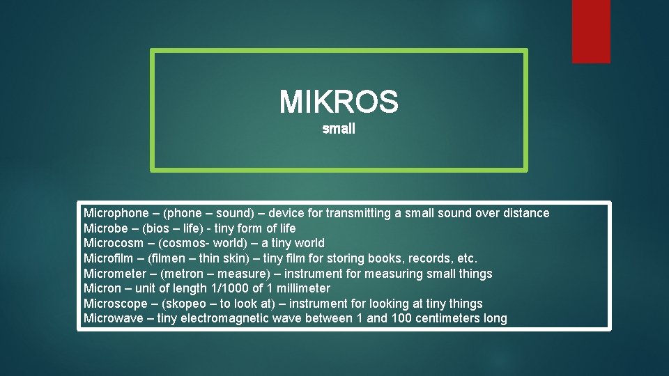 MIKROS small Microphone – (phone – sound) – device for transmitting a small sound