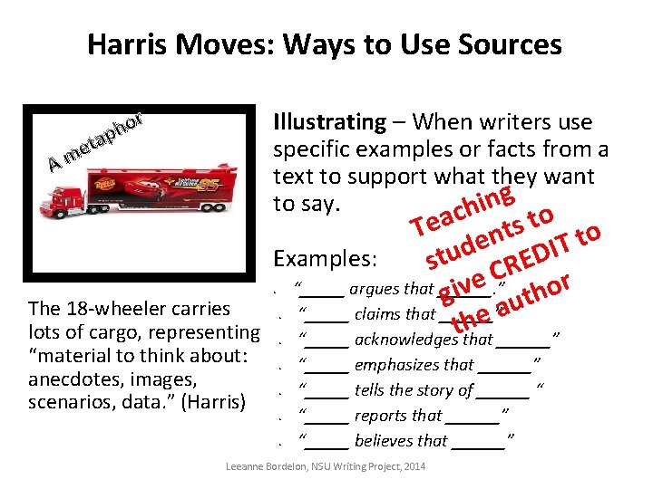 Harris Moves: Ways to Use Sources t e m A r Illustrating – When