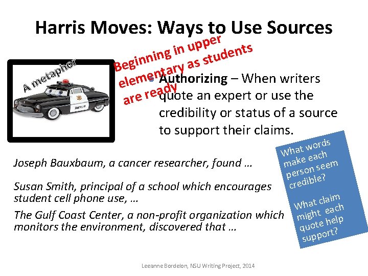 Harris Moves: Ways to Use Sources r t e m A r o h