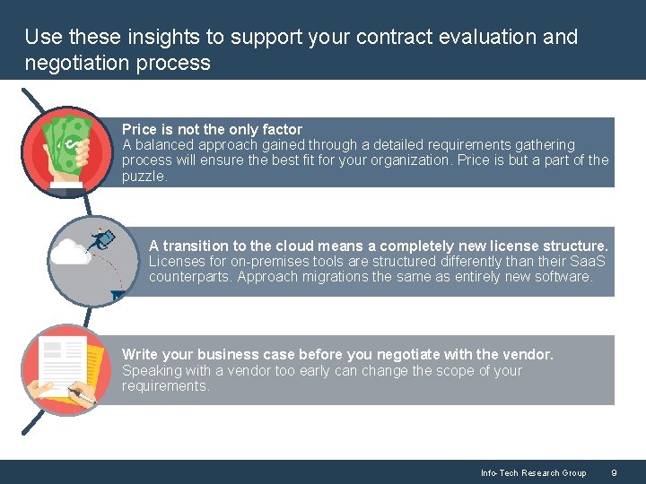 Use these insights to support your contract evaluation and negotiation process Price is not