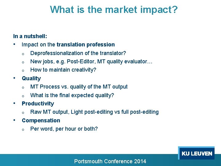 What is the market impact? In a nutshell: • • • Impact on the What is the market impact? In a nutshell: • • • Impact on the