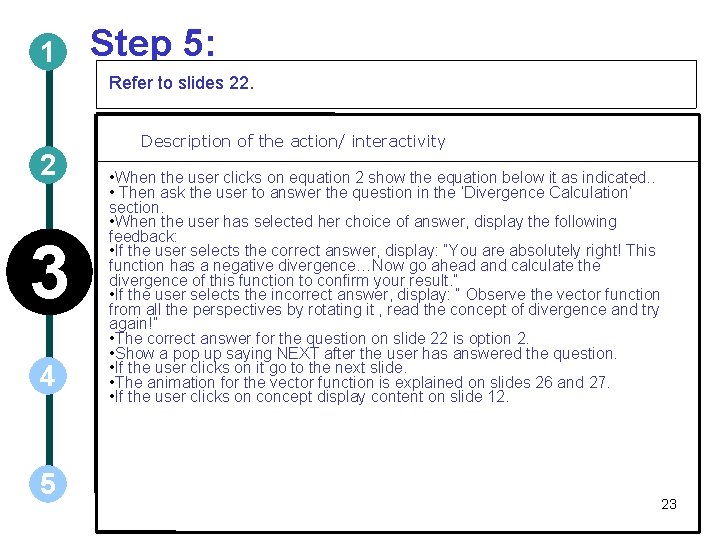1 Step 5: Refer to slides 22. 2 3 4 5 Description of the