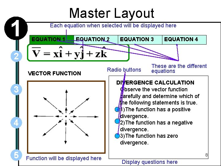 1 Master Layout Each equation when selected will be displayed here EQUATION 1 EQUATION