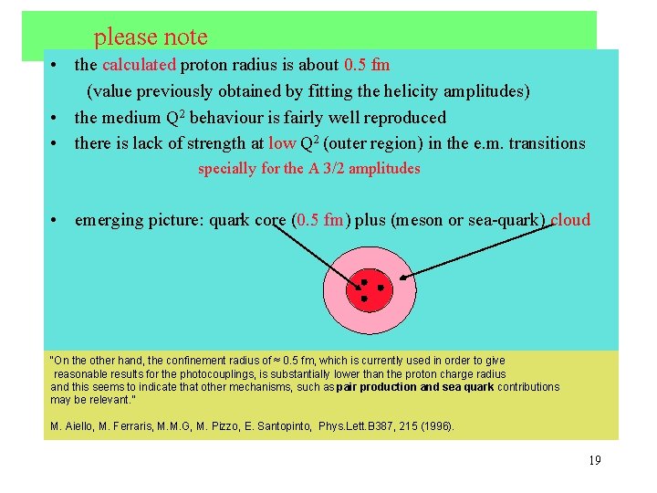 please note • the calculated proton radius is about 0. 5 fm (value previously