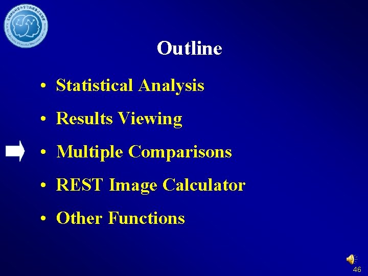 Outline • Statistical Analysis • Results Viewing • Multiple Comparisons • REST Image Calculator