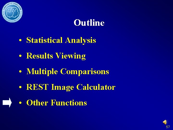 Outline • Statistical Analysis • Results Viewing • Multiple Comparisons • REST Image Calculator