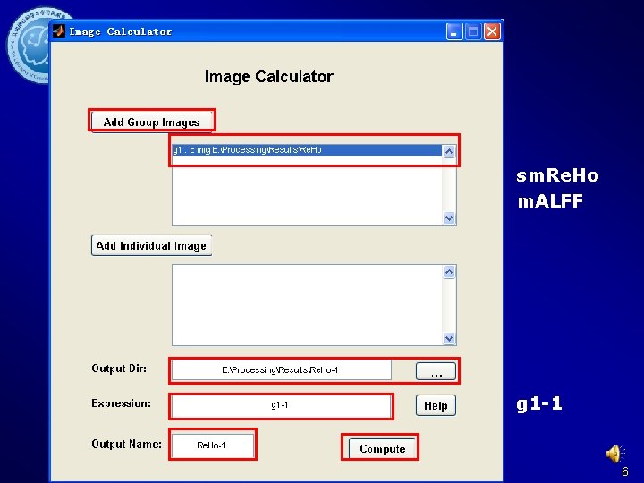One sample T test sm. Re. Ho m. ALFF g 1 -1 6 