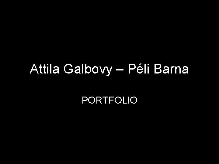 Attila Galbovy – Péli Barna PORTFOLIO 