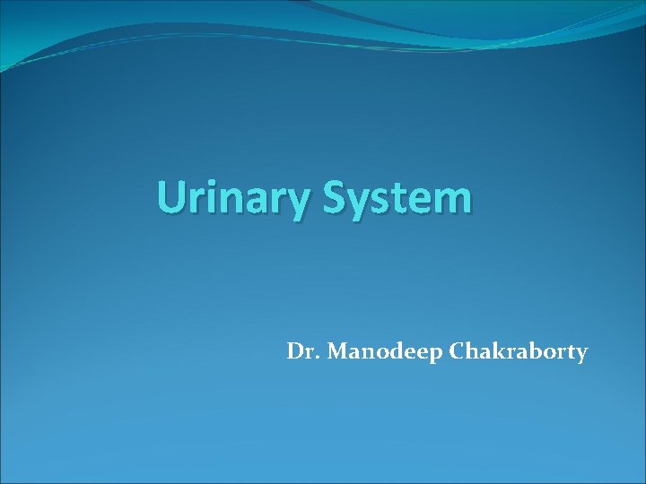 Urinary System Dr. Manodeep Chakraborty 