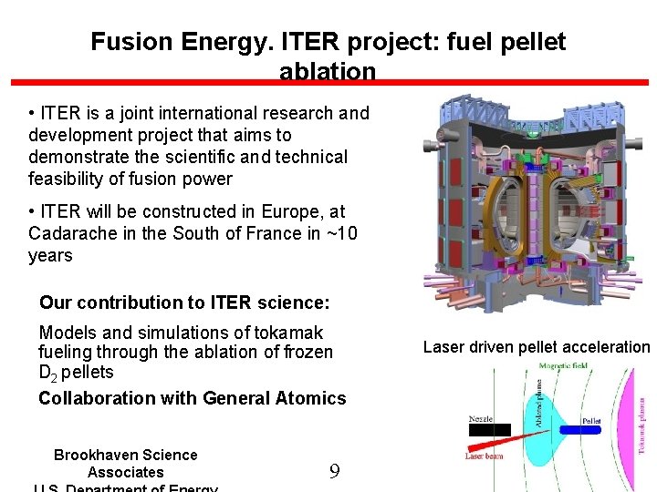 Fusion Energy. ITER project: fuel pellet ablation • ITER is a joint international research