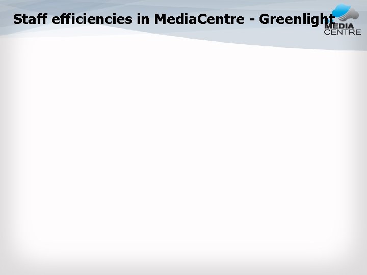 Staff efficiencies in Media. Centre - Greenlight 