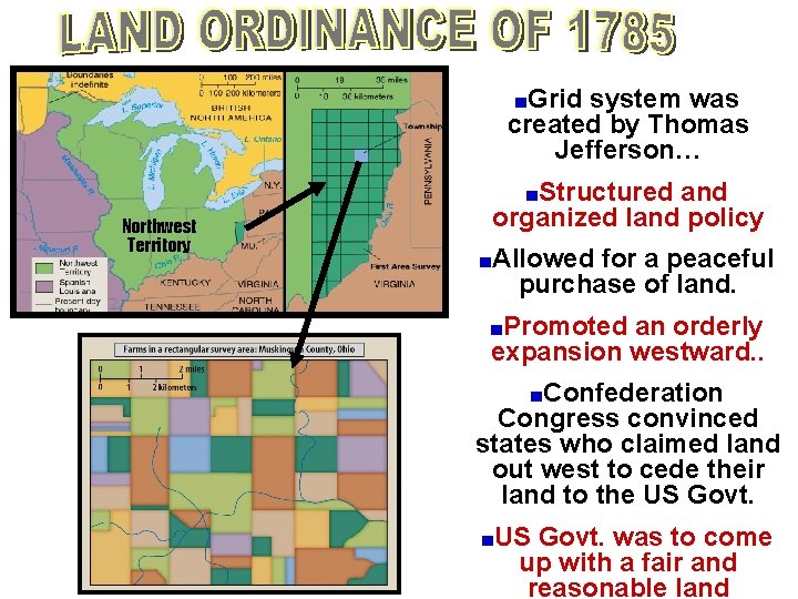 ■Grid system was created by Thomas Jefferson… ■Structured Northwest Territory and organized land policy