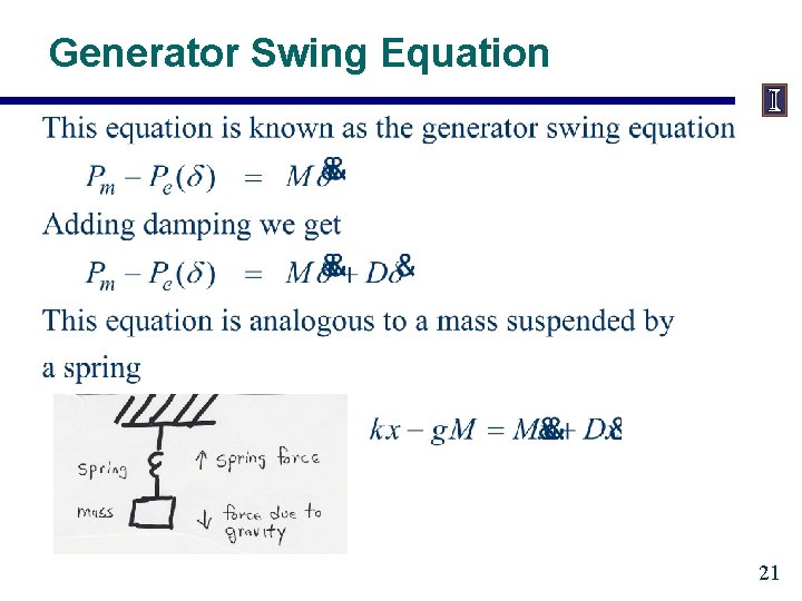 Generator Swing Equation 21 