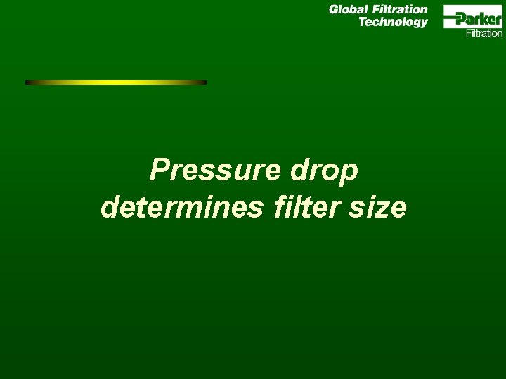 Pressure drop determines filter size 