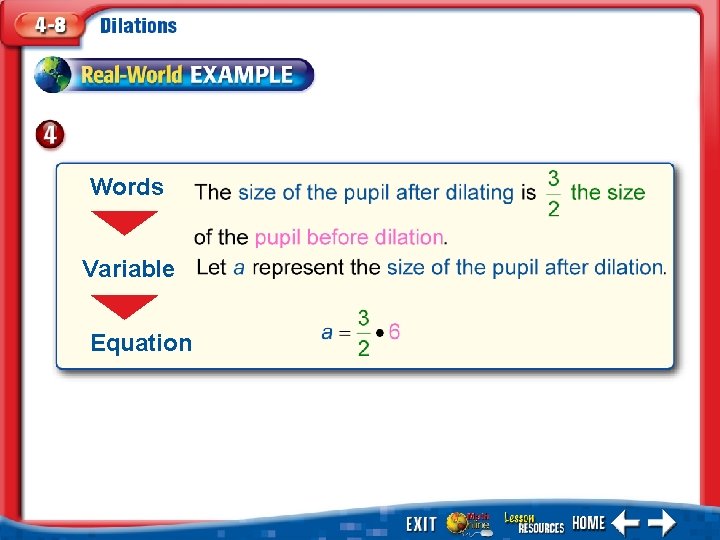 Words Variable Equation 