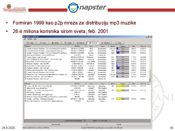  • Formiran 1999 kao p 2 p mreza za distribuciju mp 3 muzike