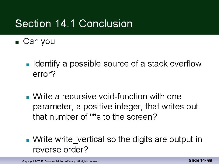 Section 14. 1 Conclusion Can you Identify a possible source of a stack overflow