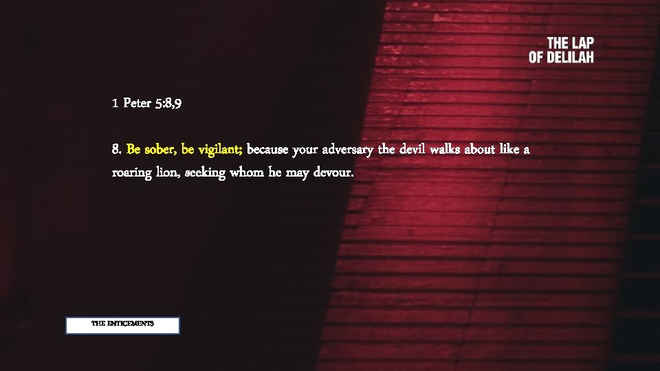 1 Peter 5: 8, 9 8. Be sober, be vigilant; because your adversary the
