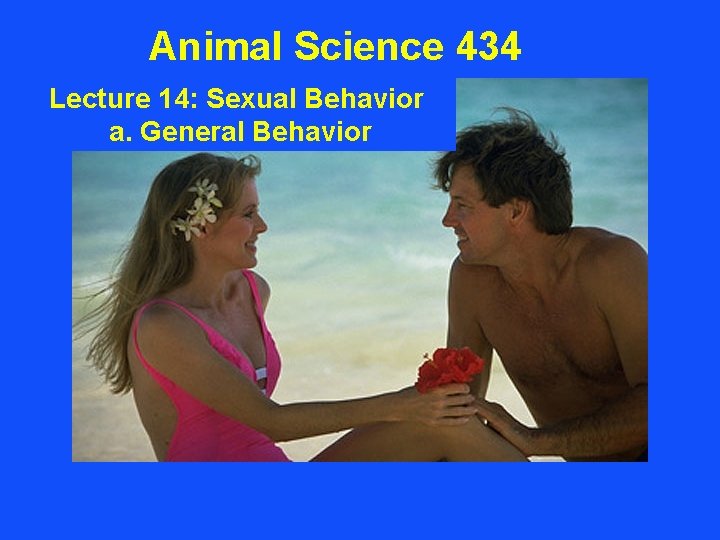 Animal Science 434 Lecture 14: Sexual Behavior a. General Behavior 