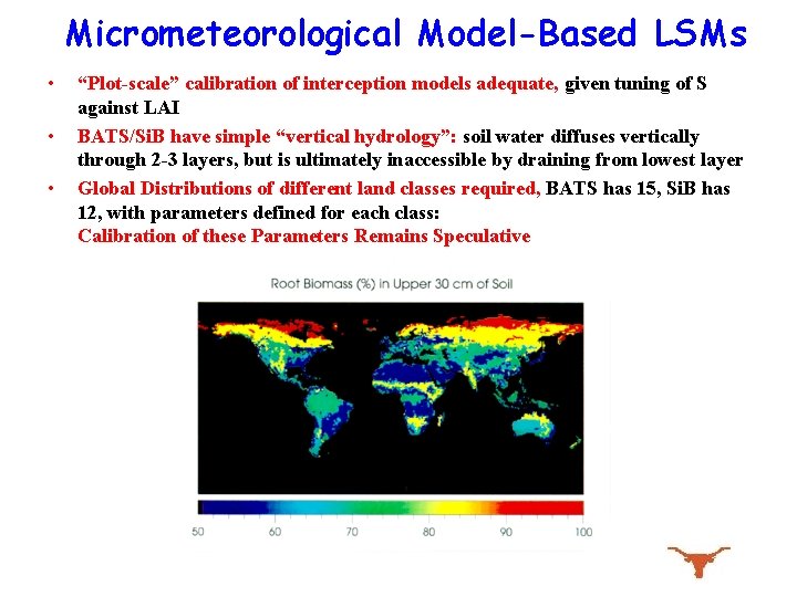 Micrometeorological Model-Based LSMs • • • “Plot-scale” calibration of interception models adequate, given tuning