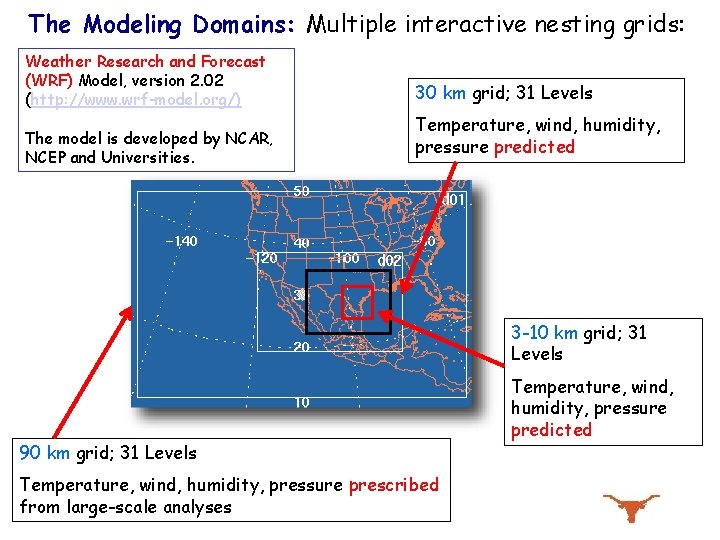 The Modeling Domains: Multiple interactive nesting grids: Weather Research and Forecast (WRF) Model, version