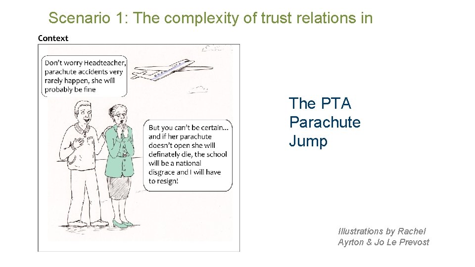 Scenario 1: The complexity of trust relations in context The PTA Parachute Jump Illustrations