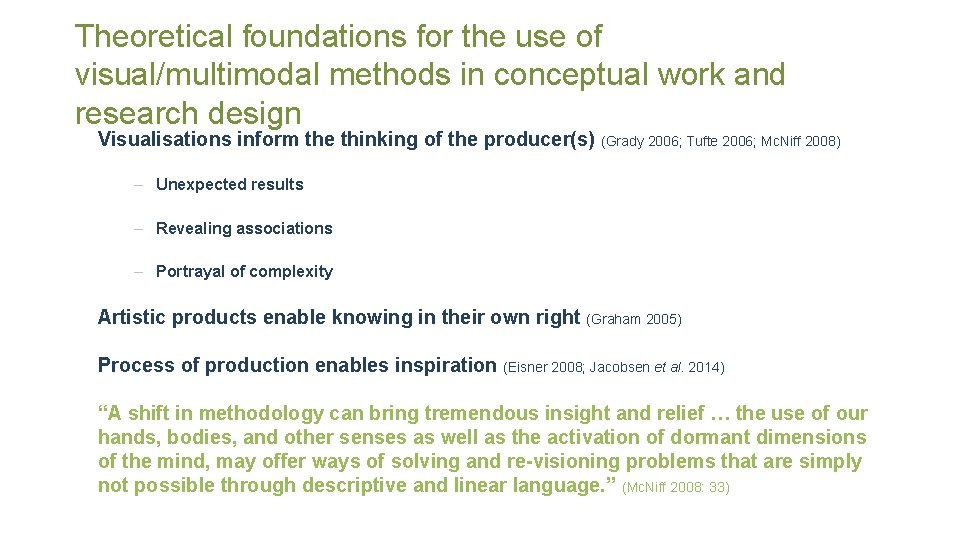 Theoretical foundations for the use of visual/multimodal methods in conceptual work and research design