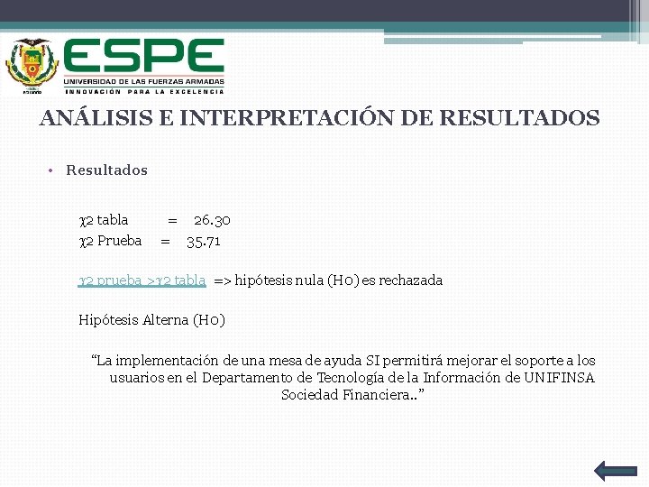 ANÁLISIS E INTERPRETACIÓN DE RESULTADOS • Resultados 2 tabla 2 Prueba = 26. 30