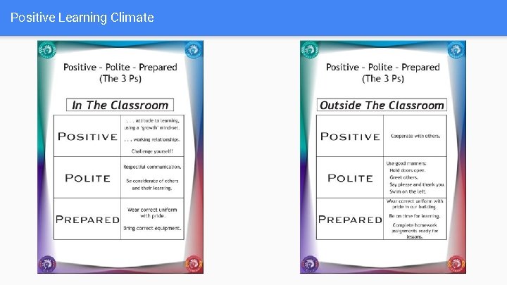 Positive Learning Climate Positive Learning Climate