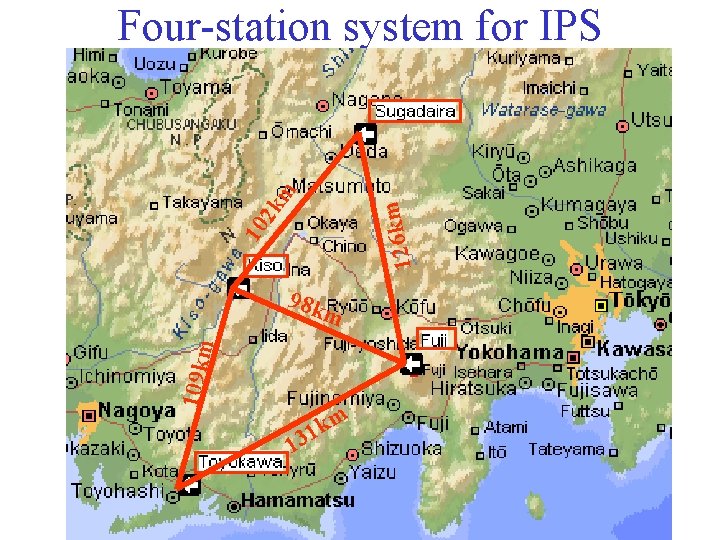 10 2 k 126 km m Four-station system for IPS 98 k 109 km