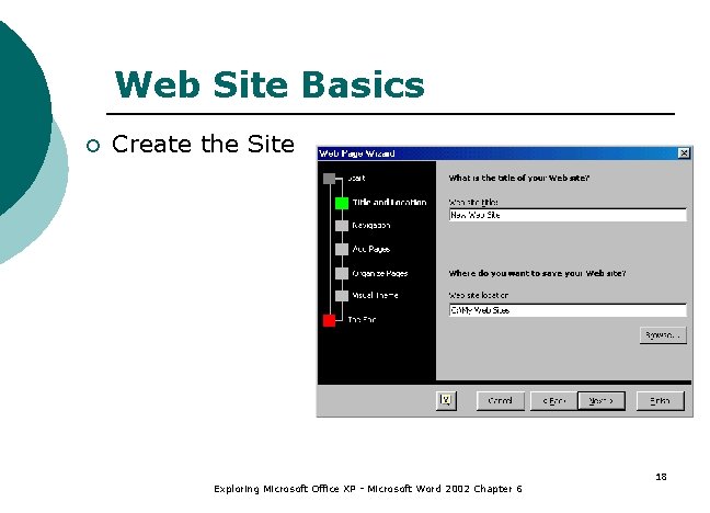 Web Site Basics ¡ Create the Site Exploring Microsoft Office XP - Microsoft Word