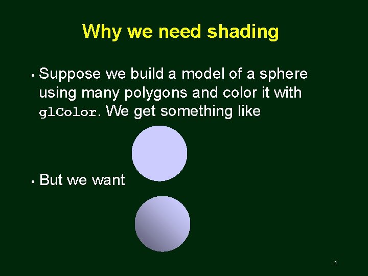 Why we need shading • • Suppose we build a model of a sphere