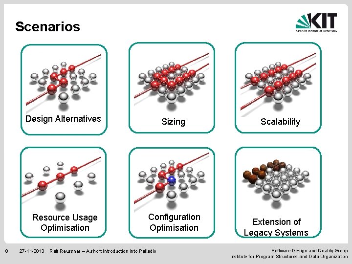 Scenarios 8 Design Alternatives Sizing Resource Usage Optimisation Configuration Optimisation 27 -11 -2013 Ralf
