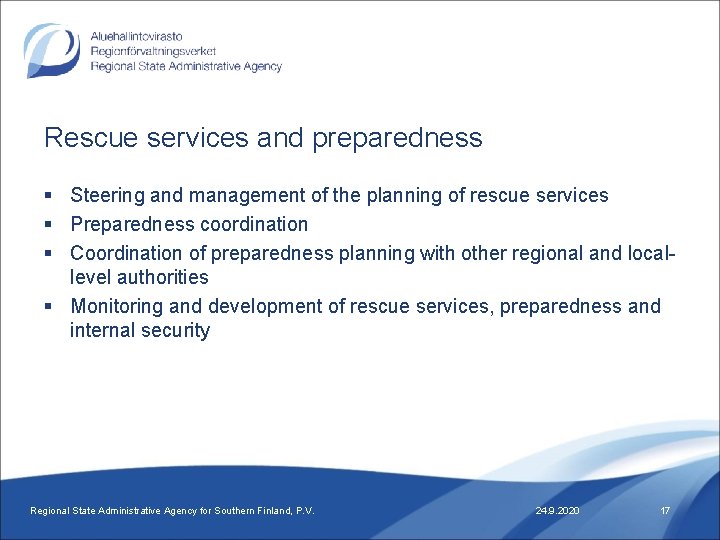 Rescue services and preparedness § Steering and management of the planning of rescue services