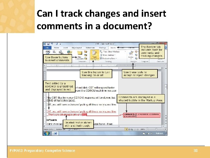 Can I track changes and insert comments in a document? PYP 002: Preparatory Computer