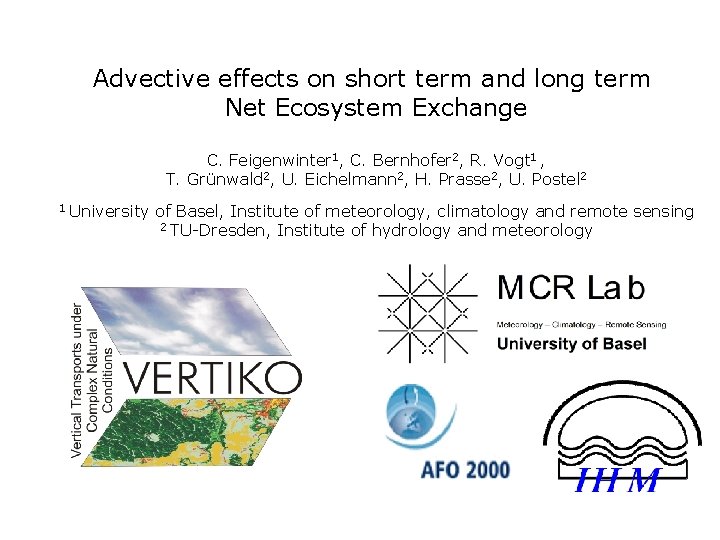 Advective effects on short term and long term Net Ecosystem Exchange C. Feigenwinter 1,