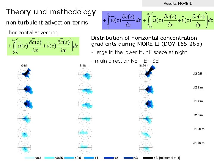 Results MORE II Theory und methodology non turbulent advection terms horizontal advection Distribution of