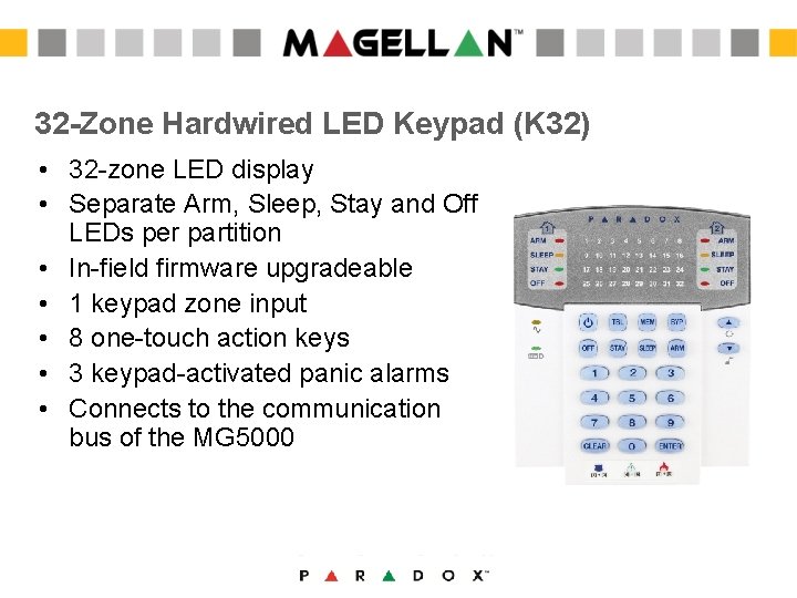 32 -Zone Hardwired LED Keypad (K 32) • 32 -zone LED display • Separate 32 -Zone Hardwired LED Keypad (K 32) • 32 -zone LED display • Separate