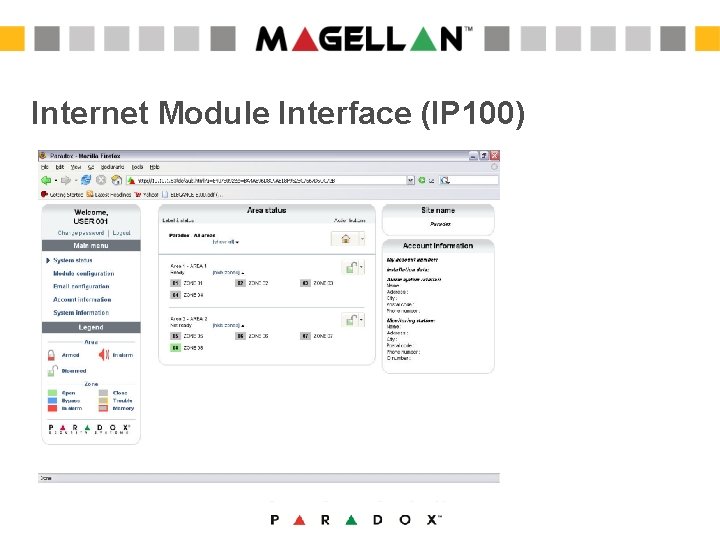Internet Module Interface (IP 100) Internet Module Interface (IP 100)