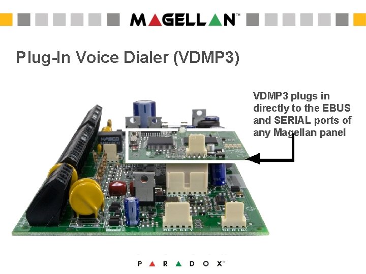 Plug-In Voice Dialer (VDMP 3) VDMP 3 plugs in directly to the EBUS and Plug-In Voice Dialer (VDMP 3) VDMP 3 plugs in directly to the EBUS and